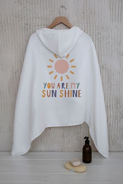 Tuğba Kuğu منشفة بغطاء رأس من الموسلين مكونة من 4 طبقات - سلسلة الأطفال الصغار - You Are My Sun Shine