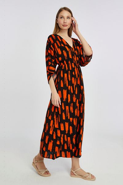 Fox Moda Tie Dye Patterned Viscose Summer Women's Dress