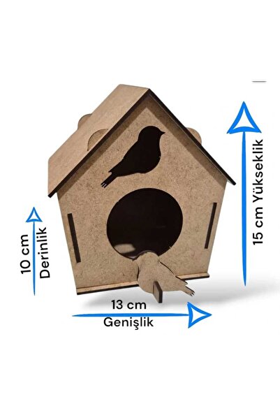 Genel Markalar Ahşap Kuş Evi Yuvası Boyama, 10x13x15 cm, Eğlenceli ve yaratıcı etkinlik için