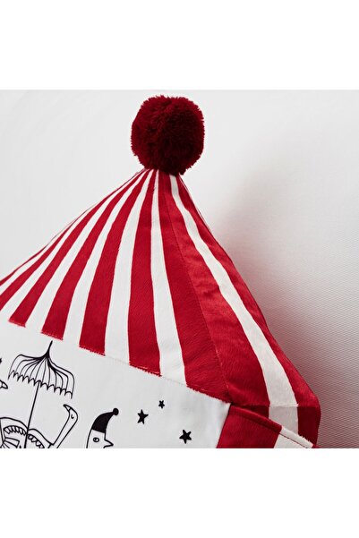 IKEA BUSENKEL Cushion, circus tent shape red/white, 48 x 37 cm