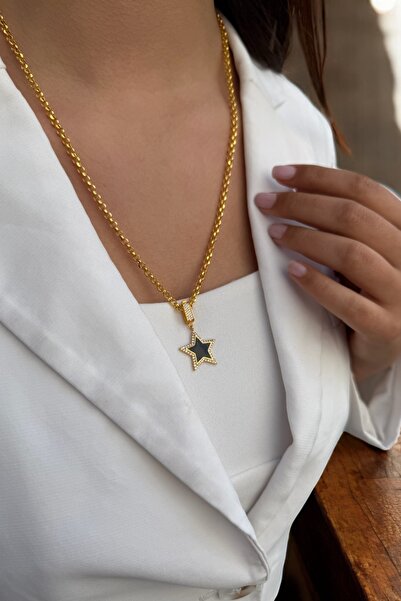 Utku Kuyumculuk 22 AYAR ÖZEL TASARIM SİYAH MİNELİ YILDIZ UÇ