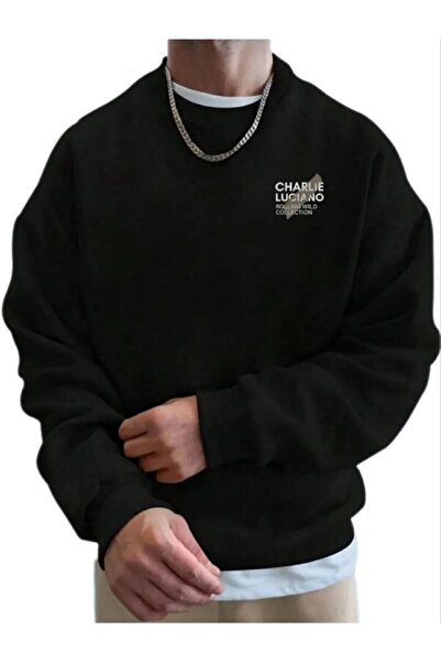 LG LAGULER Ανδρικό φούτερ Charlie Luciano με τύπωμα με χοντρό φλις φθινοπωριν...