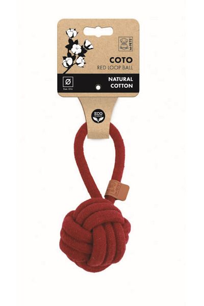 M-PETS Coto Red Pull Knitted Rope Ball Dog Toy 8 cm