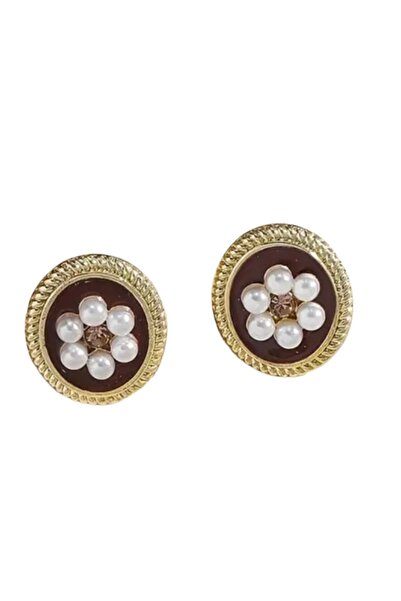 STAİNLES بورجوندي حجر الذهب أقراط اللؤلؤ مفصلة