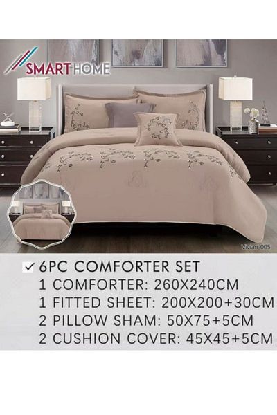 smart home Embroidered two-sided quilt set, consisting of 6 pieces, quilt with 6-piece filling, 100% microfiber