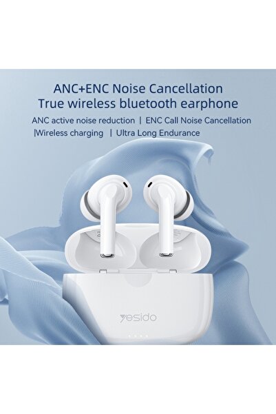 Yesido سماعات أذن TWS24 ANC+ENC الذكية بتقنية البلوتوث اللاسلكية بتقنية تقليل الضوضاء المزدوجة