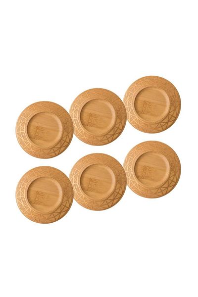 HIC Wooden small plate set of 6 pieces Size 10cm