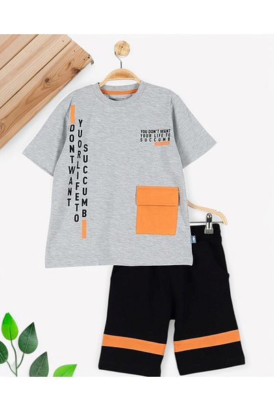 Ege Bebek Boy's Summer T-Shirt and Shorts Suit for Ages 2-14