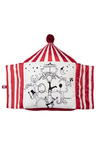 IKEA BUSENKEL Cushion, circus tent shape red/white, 48 x 37 cm