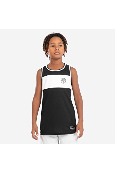 Decathlon Kipsta Çocuk Basketbol Forması - Siyah/Beyaz - T500R