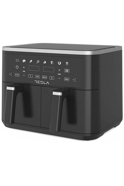 TESLA Friteuza aer cald Tesla AF900BSD, 9 l, 2400 W, Panou digital, Cos dublu, 8 programe (Negru)
