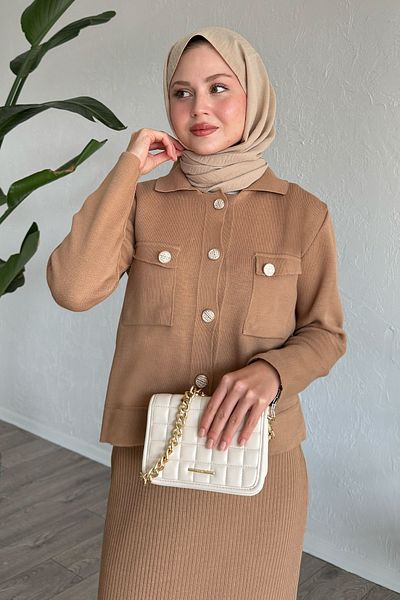 InStyle Σετ Camel με φούστα και μπουφάν
