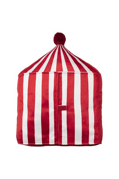 IKEA BUSENKEL Cushion, circus tent shape red/white, 48 x 37 cm