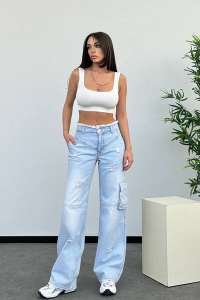 Joana Blugi Boyfriend Albastri Leanna