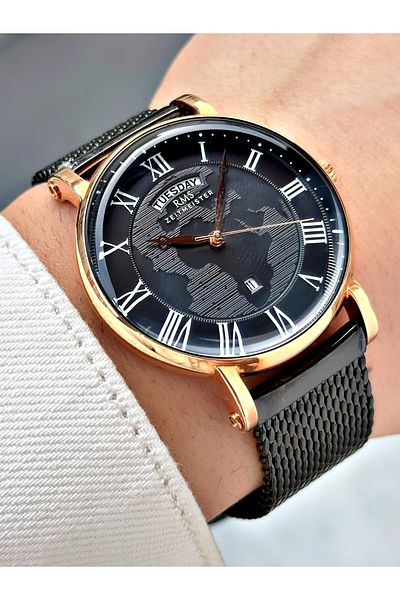Romanson Special Design Black-Copper Color Steel Cord Steel Case Men's Wristwatch 1319.04