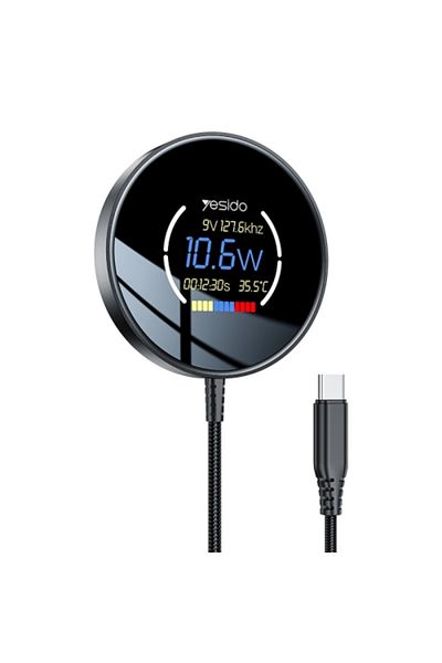 Yesido DS28 15W Smart Digital Display Magnetic Wireless Charger