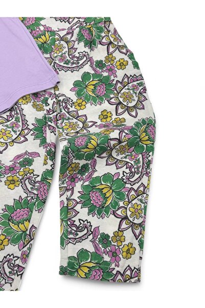 Ege Bebek Ethnic Pattern Girl's Summer Pants 2-3-4-5-6 Years Old Top Set