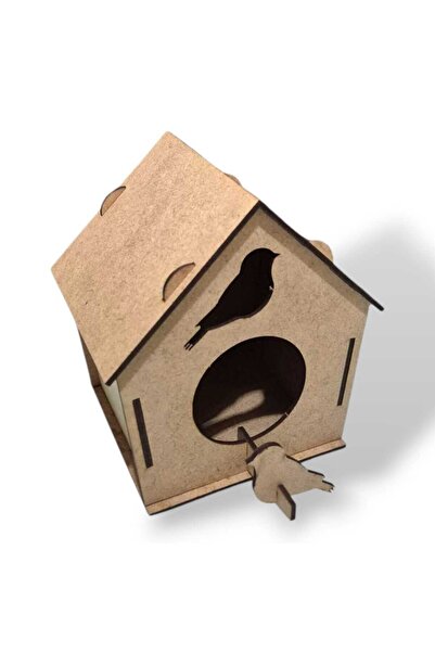 Genel Markalar Ahşap Kuş Evi Yuvası Boyama, 10x13x15 cm, Eğlenceli ve yaratıcı etkinlik için