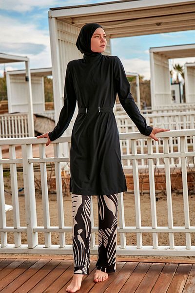 Marina Swimwear Parachute Black Full Covered Hijab Swimsuit M2424