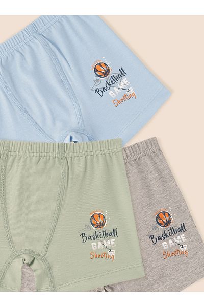 natuline Boy's Organic Cotton Boxer 3-Piece Basketball 3512-3