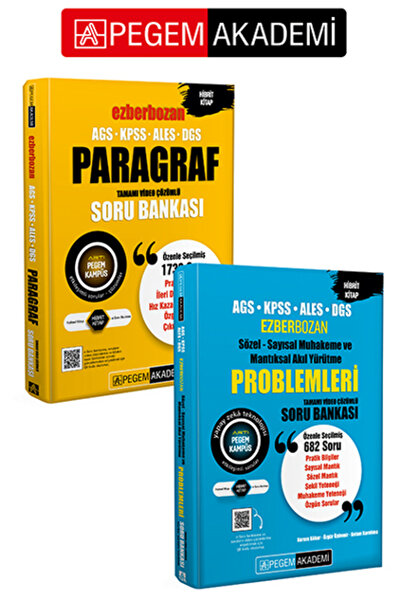 Pegem Akademi Yayıncılık PEGEM AKADEMİ KPSS ALES DGS Ezberbozan Sözel-Sayısal Muhakeme ve Mantıksal Akıl Yürütme Problemleri