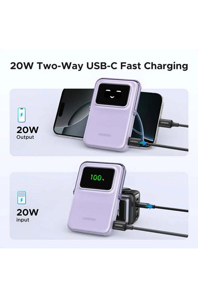 Ugreen Uno 15W Qi2 Magsafe Compatible Power Bank 10000mAh, 15W with Foldable Stand, Compatible for iPhone