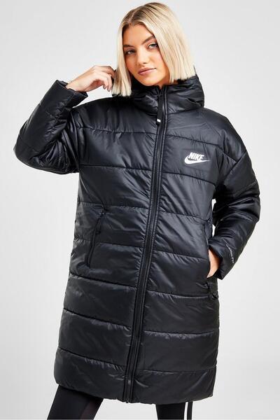 Nike Therma Fit Repel Synthetic Fill Parka Kadın Uzun Midi Kapüşonlu Mont Siyah
