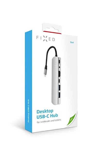 FIXED Hub USB Fixed Multiport 7 in 1, USB 3.0, Ethernet RJ45, HDMI 4K, Audio 3,5 mm, Aluminium, PD 100W