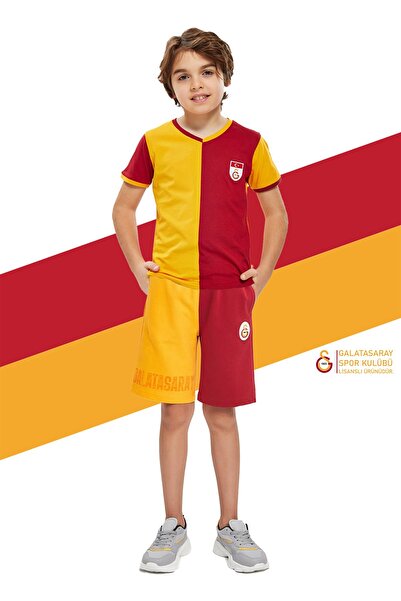 Galatasaray Orijinal Lisanslı Metin Oktay Çocuk T-shirt ve Şort Set