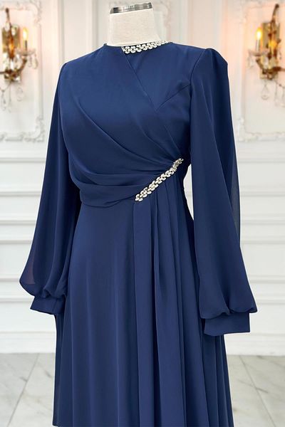 Amine Hüma Βραδινό φόρεμα Navy Blue Feza