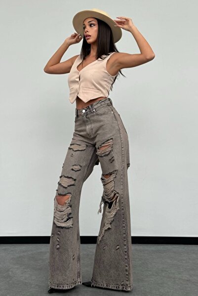 Joana Women's Flared Jeans Grey Goldie