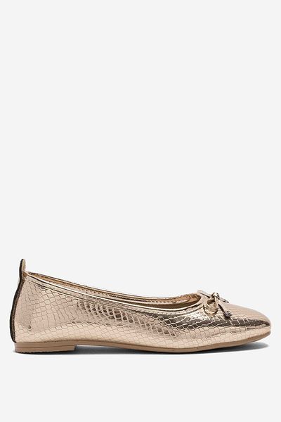 Liger Pantofi casual de damă - Bowknot Daily Ballet Flats GOLD