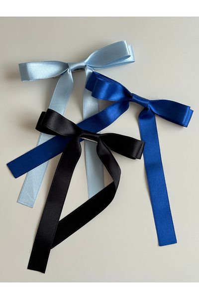 alhifa Set de 3 catarame cu fundă pentru femei din satin - panglică