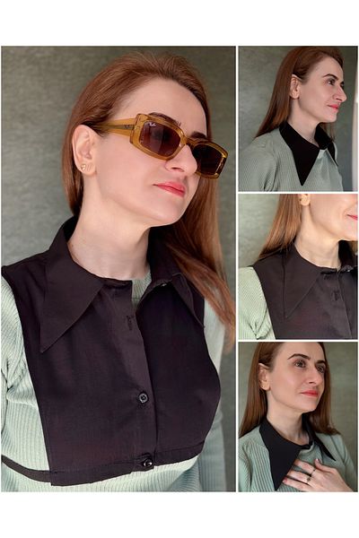 mirach Butterfly Model Shirt Collar Sleeveless Shirt Half Shirt Flexible Elastic Collar Detail Low-Cut Concealer