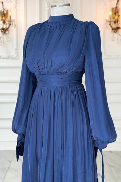 Amine Hüma Βραδινό φόρεμα Navy Blue Nida