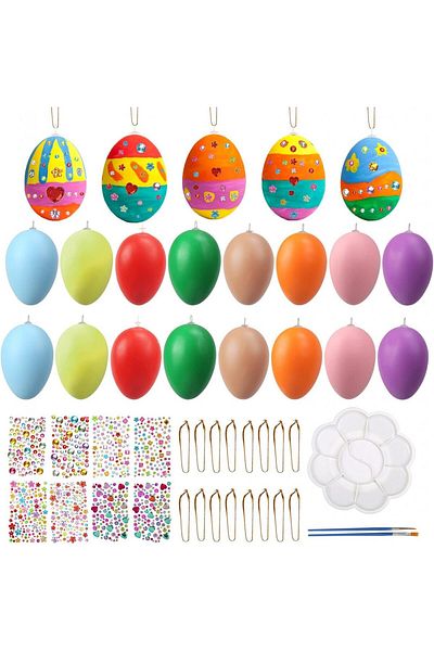 LAMEK Set de creație pentru ouă de Paște 16 cu accesorii de decor, plastic, multicolor, 6,5 x 4,1 cm