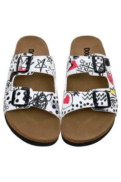 Dogo Women's Vegan Leather White Slippers - Icon Design
