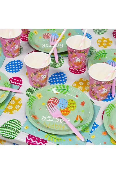 Miotlsy Set veselă pentru petrecerea de Paște, hârtie, multicolor, 86 buc