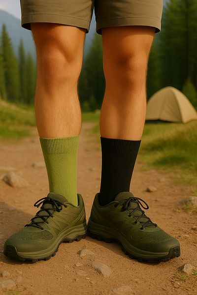 Ducks Socks Безшевни мъжки къмпинг чорапи | 2 чифта памучни, удобни, тактически военни ловни чорапи за 4 сезона