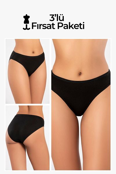 Weweus 3 Pack Black Micro Modal Premium Women's Panties 72643