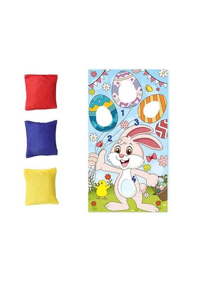 LOPOTIN Joc de aruncare iepuraș de Paște Lopotin, 4 bucăți, poliester, multicolor, 75 x 135 cm