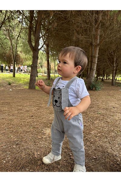 Minizade Long Ear Puppy Pocket Jeans Summer 2-Piece Salopet Set