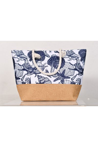 Generic Stylish beach bag with a linen lining and a hemp rope handle, large capacity, water resistant