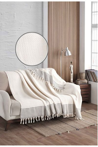 taşkınev home Organic Buldan Diaper King Size 180 X 210 cm Sofa Sofa Bed Cover Cotton