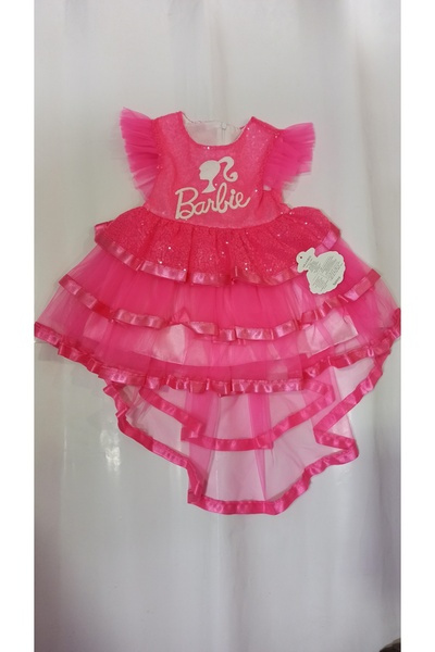 Lumia Baby فستان أطفال مزين بالترتر مع تنورة ذات طيات بتفاصيل ذيل