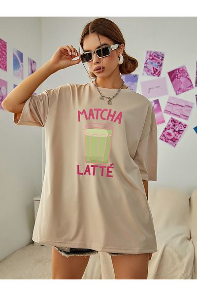 SUNFREE ΔΙΑΣΤΑΣΗ ΓΥΝΑΙΚΕΙΟ ΜΠΛΟΥΖΑ POPULAR TREND MATCHA PRINTED ΜΠΕΖ OVERSIZE