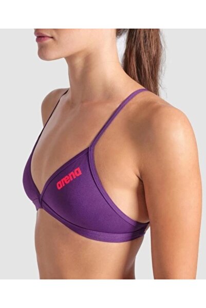 ARENA WOMENS TEAM SWIM TOP TIE BACK SOLID/PLUM-BRIGHT CORAL KADIN BİKİNİ ÜSTÜ