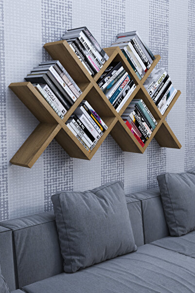 İGEMTASARİM MNL ÇALIŞMA ODASI Modern Duvara Monte Çapraz Kitaplık