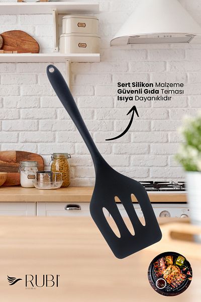 rubihome Black Hard Silicone Heat Resistant Perforated Spatula - 1 Piece