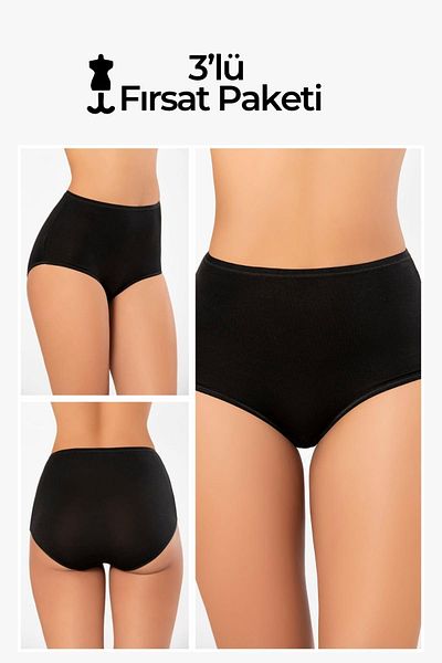 Weweus 3 Pack Black Micro Modal Premium Women's Panties 72653